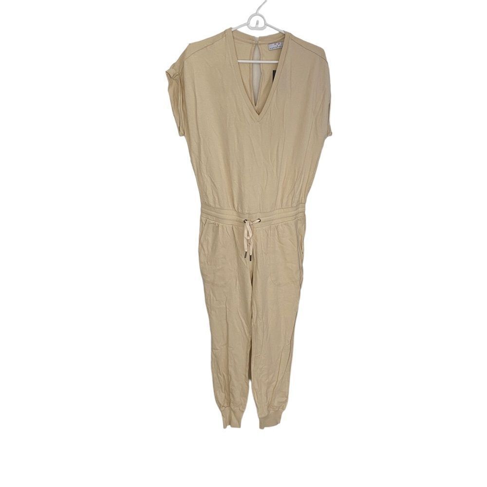n:philanthropy Jumpsuit‎ NWT Women's S Beige Jogger V-Neck Short Sleeve
